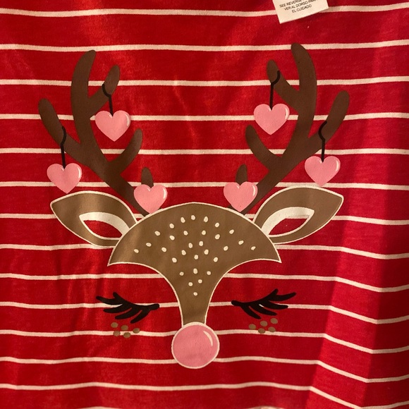 Girls Christmas Dress, Reindeer Christmas Dress, 3T Reindeer & Hearts Dress - Picture 3 of 10